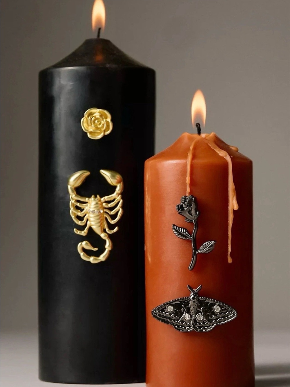 ANTHROPOLOGIE Halloween Candle Pin Charms - Moth, Scorpion, Flowers - NEW IN BOX